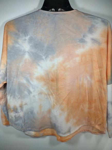 Floral & Ivy Women's Size Large V-Neck 3/4 Zip Top Long Sleeve Gray/Orange - Picture 4 of 4